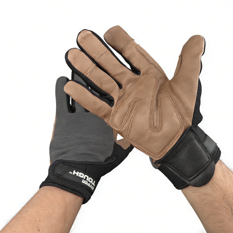 Flexible Goatskin Motorcycle Riding Gloves, Adjustable Wrist Cuff, Wear Resistant Leather Work Gloves for Biking, Cycling & Outdoor Maintenance