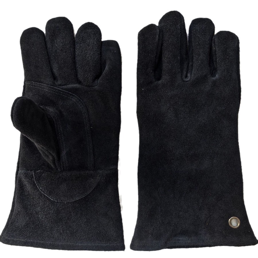 Black cowhide heat resistant welding gloves, insulated leather safety gloves for welder, bbq and forge work Black cowhide heat resistant welding gloves, insulated leather safety gloves for welder, bbq and forge work