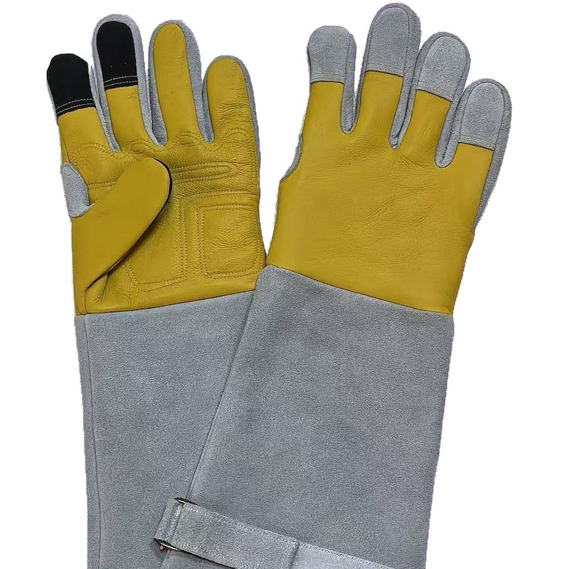 Cowhide thorn proof long cuff garden work gloves