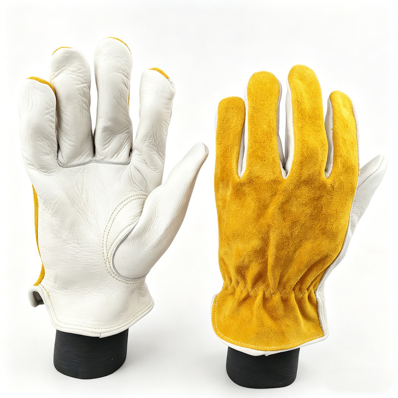 Wholesale soft abrasion resistant cowhide leather protective work gloves for workshop repair