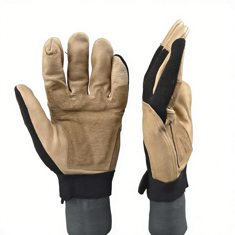 Double pigskin palm anti-slip abrasion resistant work glove padding