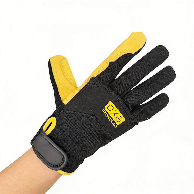 Deerskin leather driving gloves non slip grip for truck and motorcycle riding