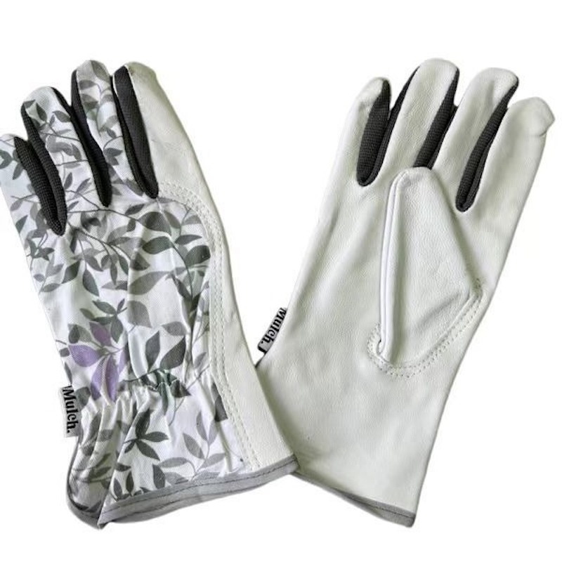 Wholesale comfortable leather garden gloves breathable finger mesh elastic wrist