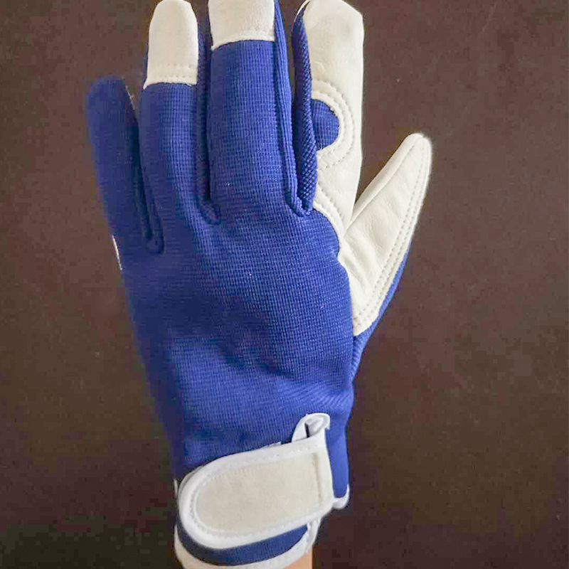 Wholesale goat leather garden gloves breathable stair cloth back for landscaping work