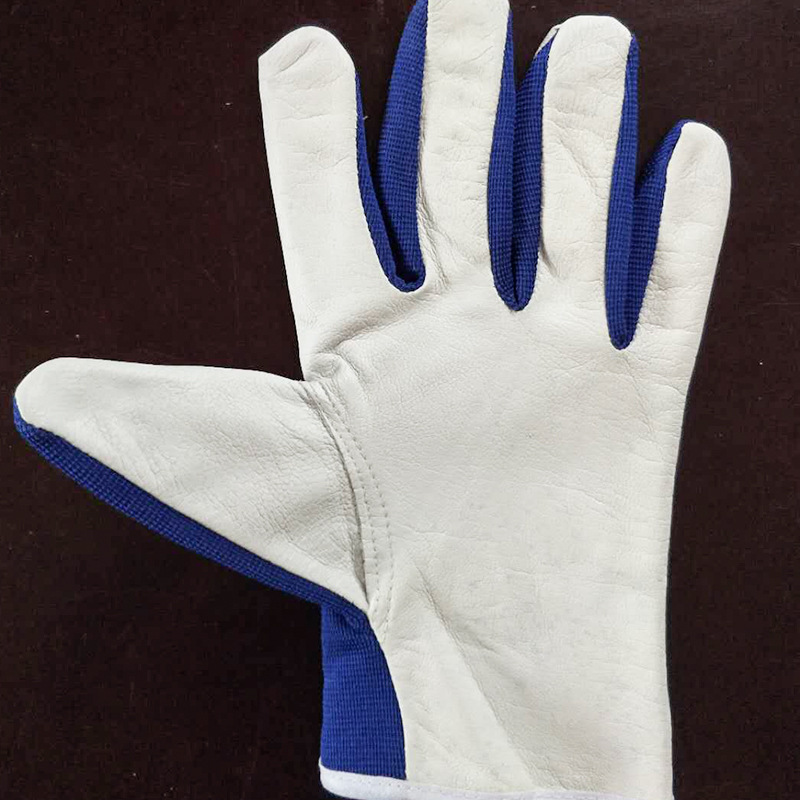 Premium soft goatskin gardening safety gloves with hook and loop wrist strap