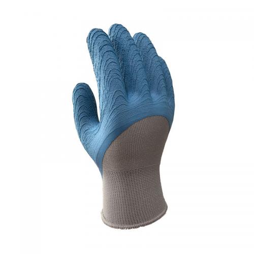13 Gauge Nylon Liner 3/4 Blue Wave Textured Latex Coated Work Safety Gloves