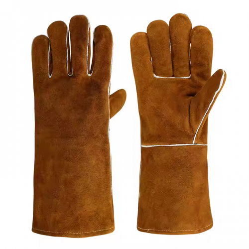 Brown Leather Welding Gloves Cowhide Split Leather Factory Manufacturing Safety Welding Gloves