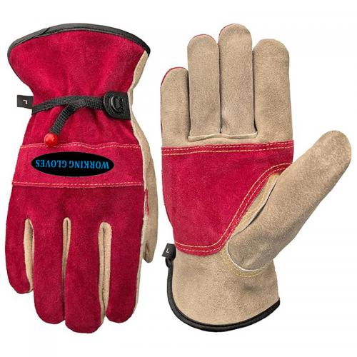 Cow Split Leather Work Gloves Heat Resistant Anti‑Puncture Safety Gloves for Welding Gardening Driving Material Handling
