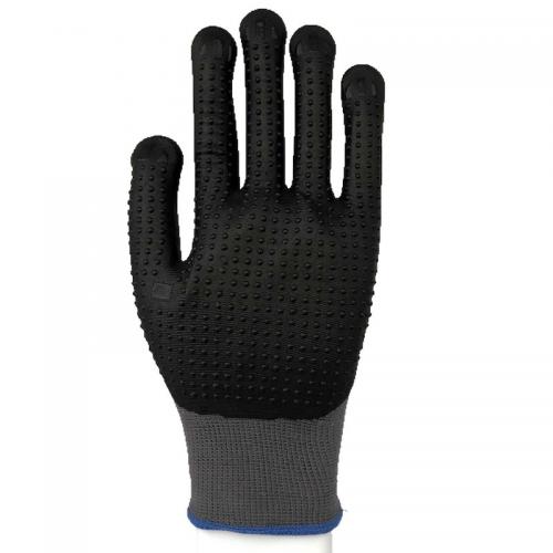 Grey Polyester Liner Nitrile Foam Dotted Palm Safety Work Gloves