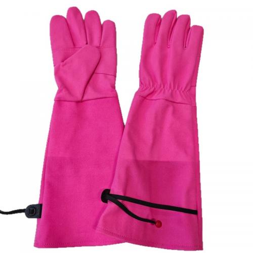Pink Microfiber Long Cuff Gardening Work Gloves, Thorn Resistant Protective Garden Gloves with Adjustable Wrist Strap